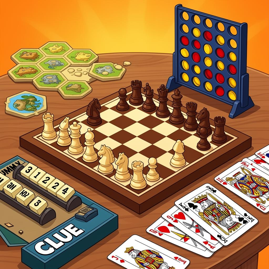 Tablero de ajedrez, Conecta 4, Catan, cartas y más